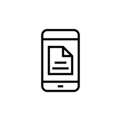 Mobile document line icon, e-learning linear style sign for mobile concept and web design in outline style on white background, Smartphone with document file outline vector icon