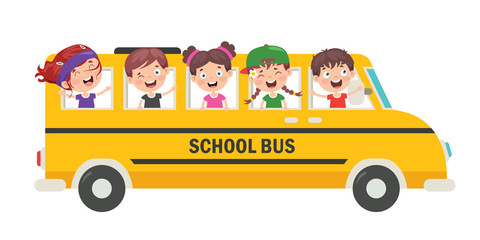 Cartoon Characters Travelling With Vehicle 