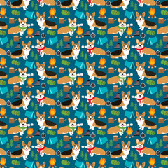 Corgi seamless pattern fabric