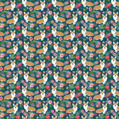 Corgi seamless pattern fabric