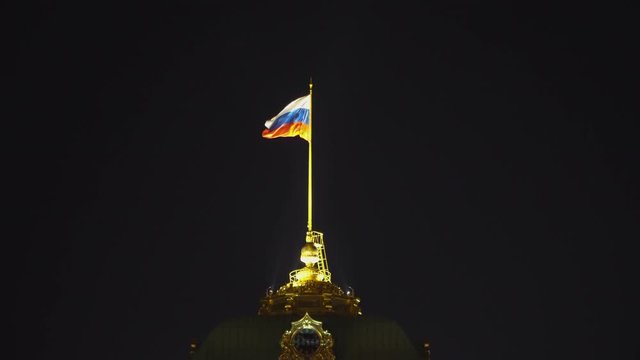 State flag of the Russian Federation over the Grand Kremlin Palace, the ceremonial residence of the President of Russia