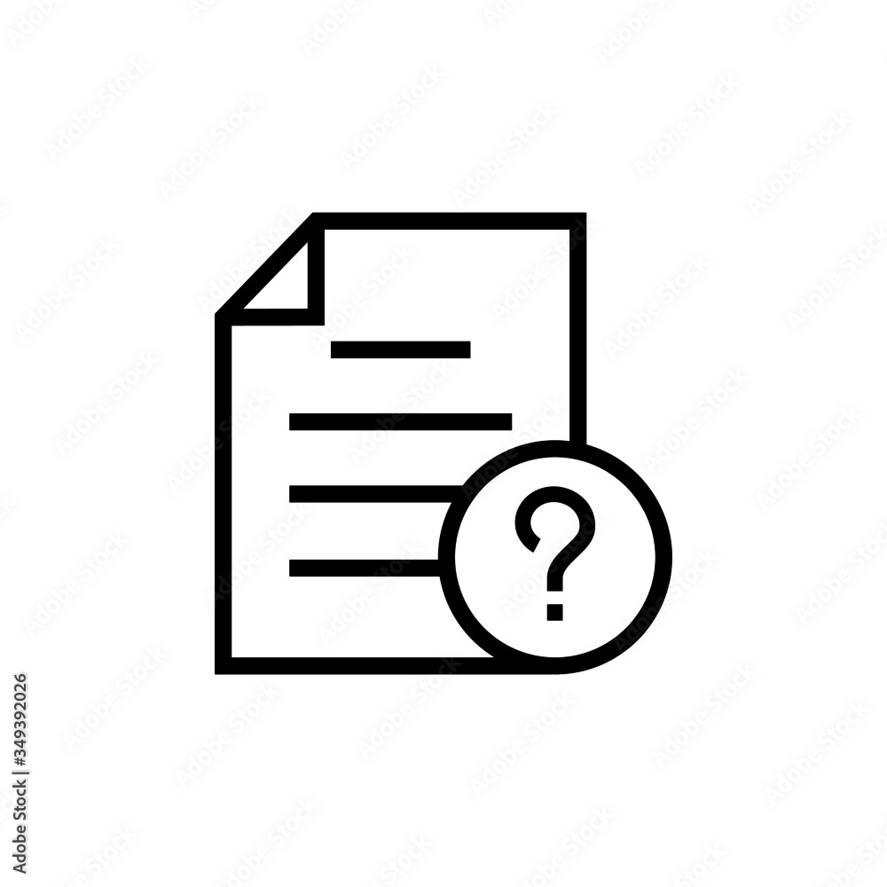 Fototapete Document file page question mark icon in outline style on white background, Vector icon