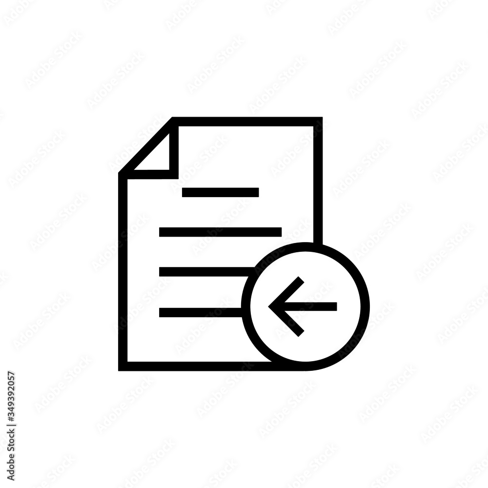 Poster arrow document file left page icon in outline style on white background, vector icon
