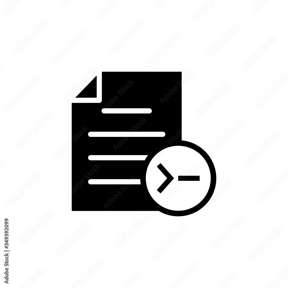 Poster command document file page icon in black flat on white background, vector icon