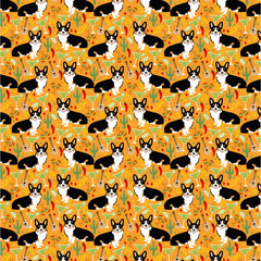 Corgi seamless pattern fabric