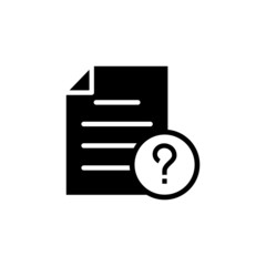 Document file page question mark icon in black flaton white background, Vector icon