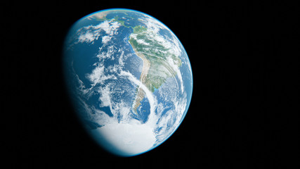 South America and Antarctica from Space during Day - Planet Earth and Moon - The Blue Marble - 3D Rendering