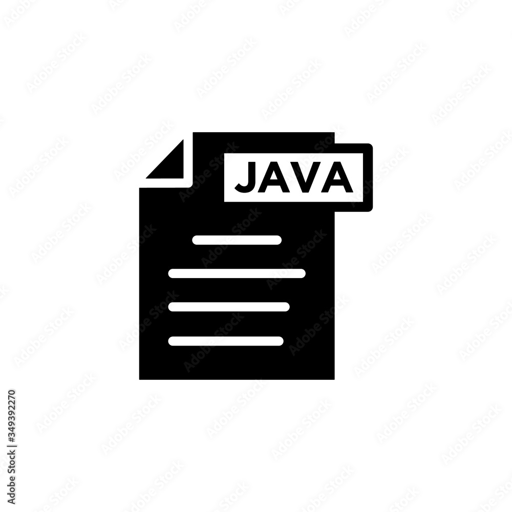 Poster java file format icon in black flat on white background,, extension color line icon, vector illustra