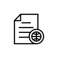 Document file global globe internet network page icon in outline style on white background, Vector icon