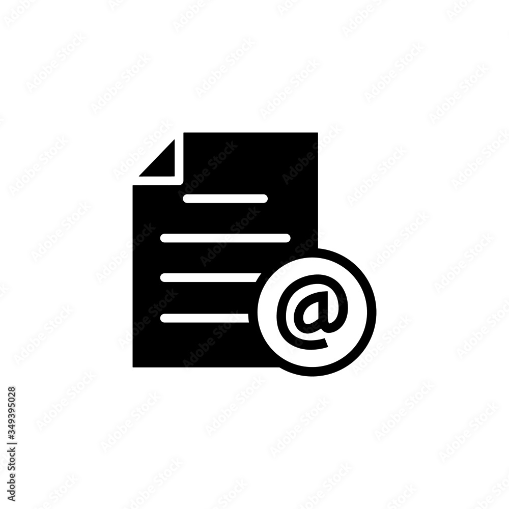 Poster e-mail address document file internet page icon in black flat on white background, vector icon