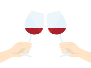 赤ワインで乾杯するイラスト