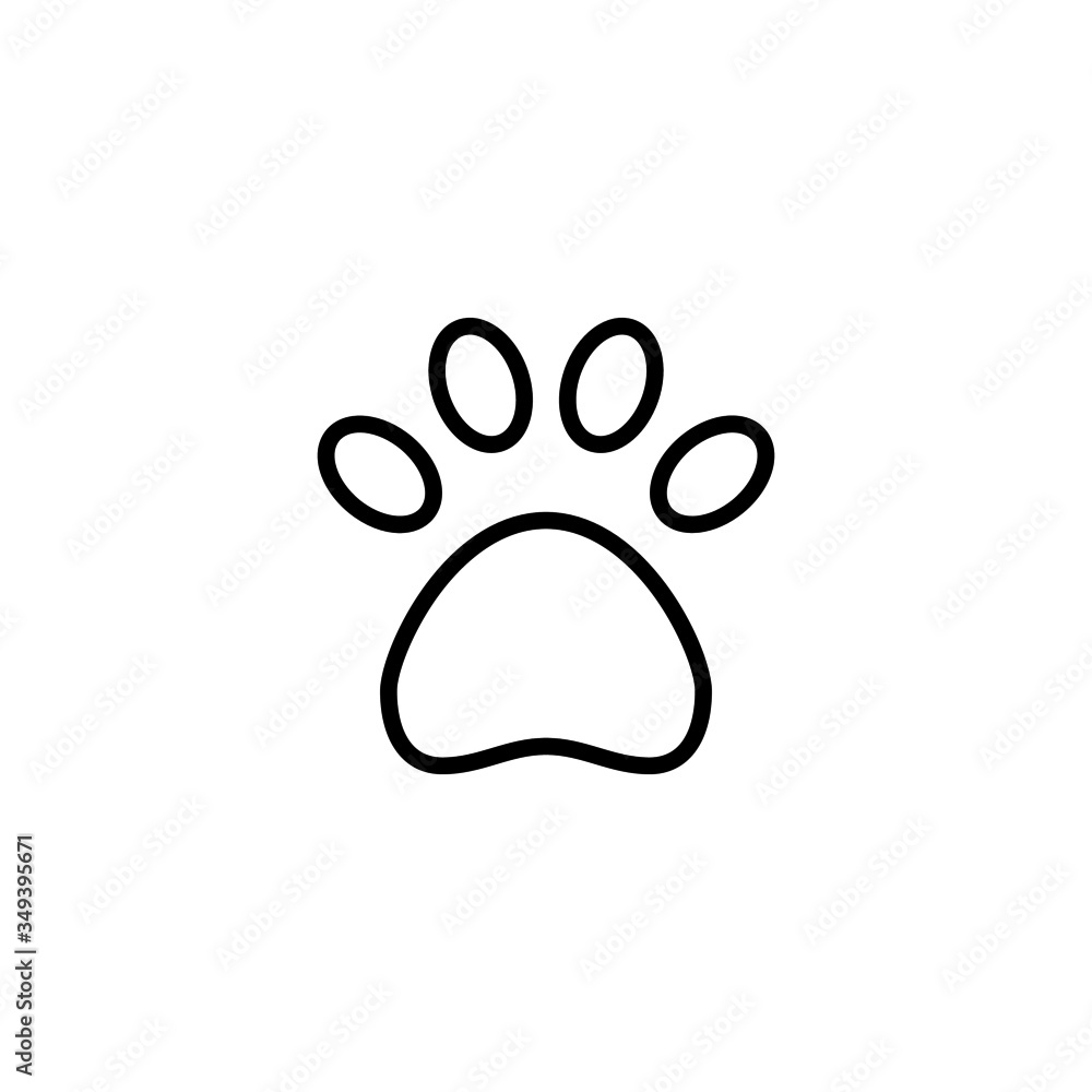 Poster outline style of paw print icon vector in outline style design on white background