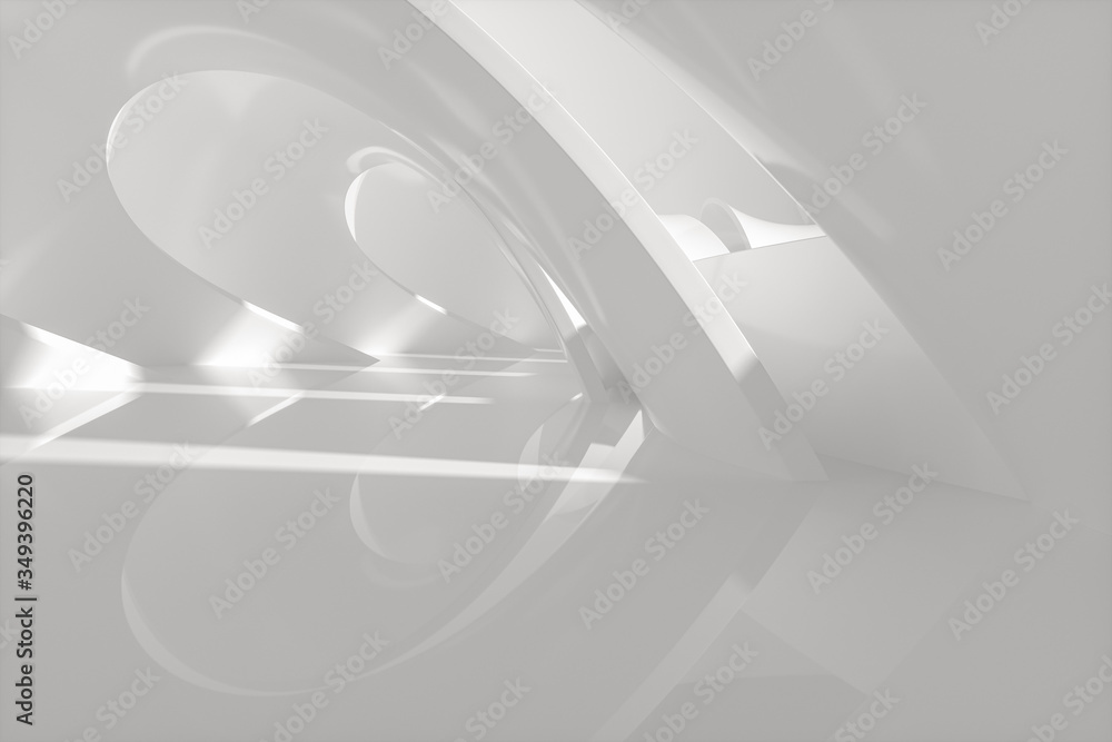 Aufkleber bright curve architectural structure, 3d rendering.