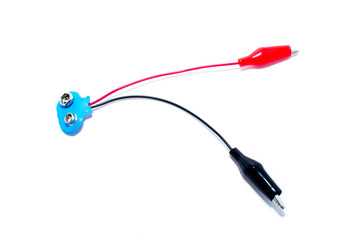 9v battery snap cap to dual alligator clips 