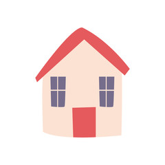 House with windows and door flat style icon vector design