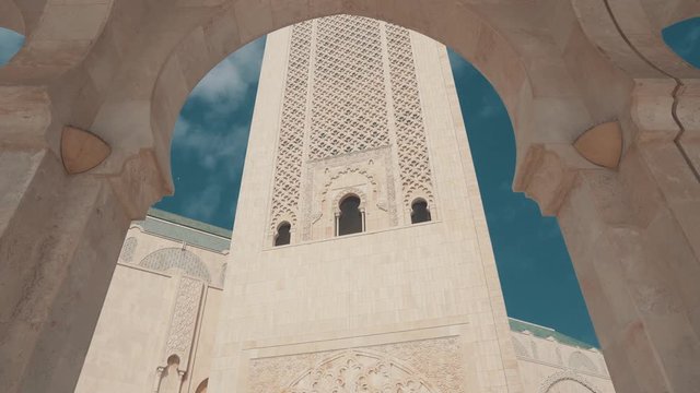 Hassan II Mosque or Grande Mosquee Hassan II, a mosque in Casablanca, Morocco. It is the largest mosque in Morocco and the 13th largest in the world. Morocco 7 marth 2018. 4k video. Part2