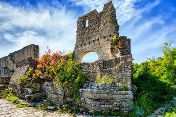 Ruins of Dvigrad. Dvigrad is an abandoned medieval town in central Istria, Croatia.