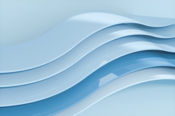 Blue curve surface, bright business background, 3d rendering.