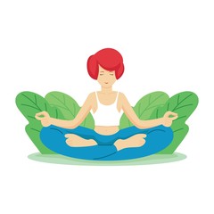 Obraz na płótnie Canvas Happy world health day with woman doing yoga Vector. international yoga day