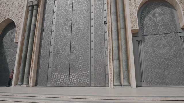 Hassan II mosque gate, Casablanca. Morocco. 4K