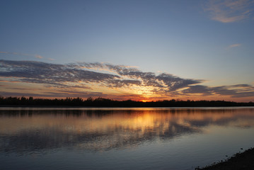 Fototapeta premium Evening on the Irtysh River, Omsk region, Siberia, Russia