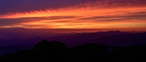 Fototapeta na wymiar 伊吹山で見た日没後の夕焼け情景＠滋賀