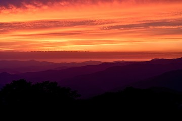 伊吹山で見た日没後の夕焼け情景＠滋賀