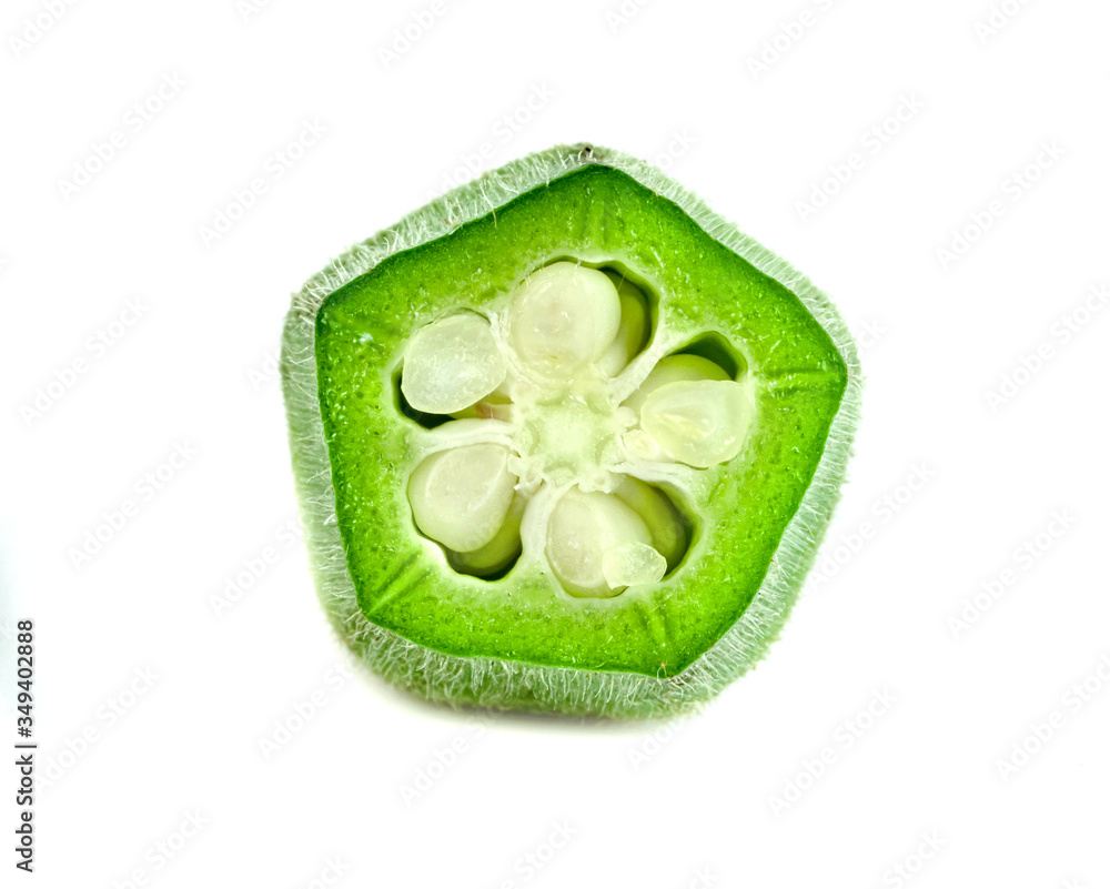 Poster okra slice isolated on white background