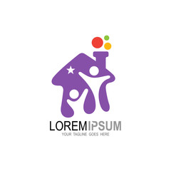 Building logo with people family ,fun icons, Creative home icon