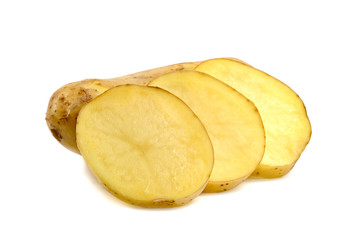 sliced potatoes isolated on white background