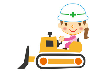 ブルドーザーと土木女子