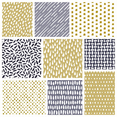Set of abstract hand drawn textures, vector seamless patterns