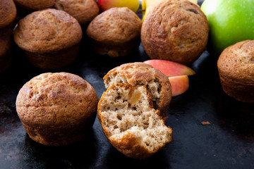 Apple Cinnamon Muffins with apples and cinnamon sticks