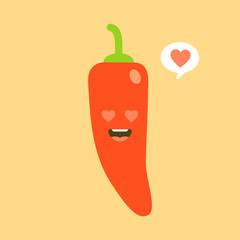 Fototapeta na wymiar A cute red chilli pepper cartoon character mascot