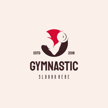 Gymnastic Fitness Logo Vintage Retro Style logo designs vector