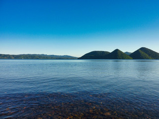 湖, 洞爺湖, 空, 海, 風景, 青, 山, 自然, 雲, 海, 山, 美しい, 景色