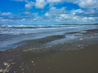 浜, 北海道, 砂, 水, 空, 海, 波, 自然, 波, 雲, 青, 風景, 岸