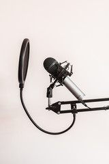 Microphone with shock mount and pop filter - Sideways