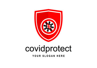 Logo Design. Shield with mask vector logo template. This logo suitable for preventive from virus. Vector
