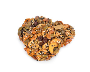 pile of granola cookies isolated on white background, healthy food