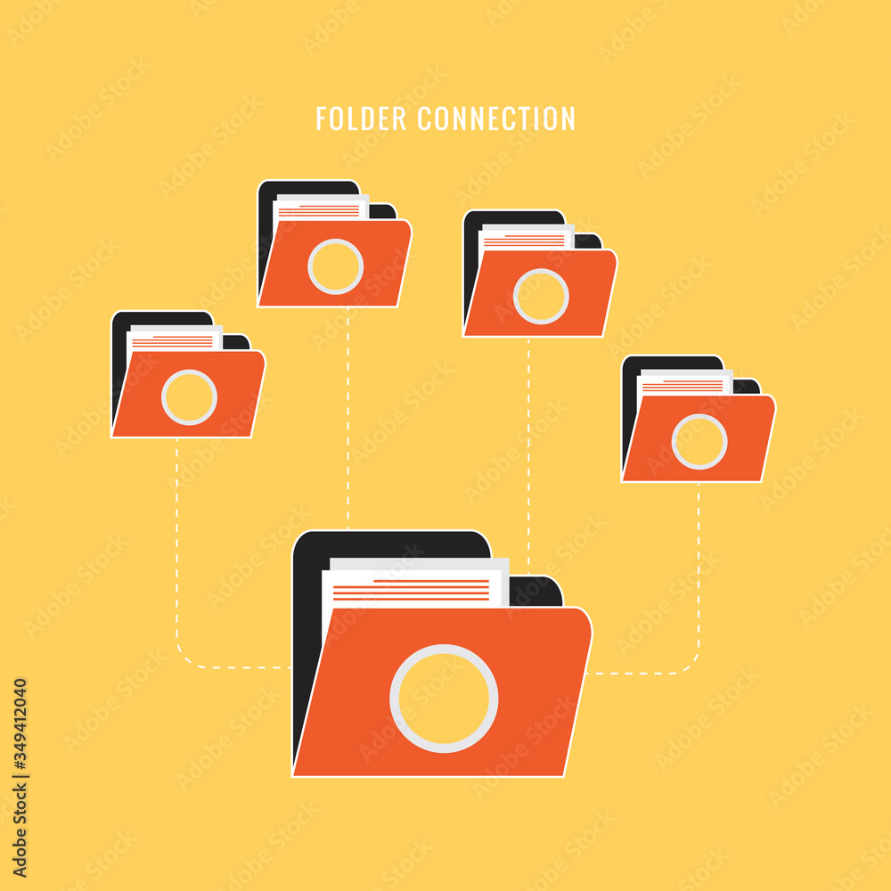 Poster document folder connection icon flat design