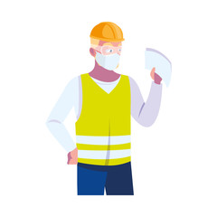 Industry operator wearing face mask at work