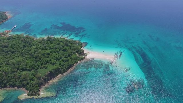Drone Video of Tropical Island of Isla Pacheca Panama