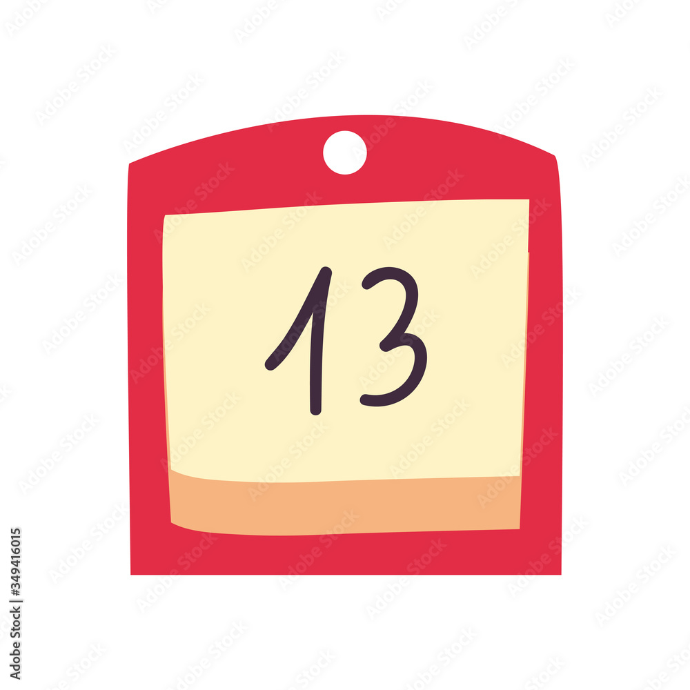 Poster note paper with thirteen number flat style icon vector design