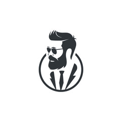 gentleman handsome man with beard vector illustration, barbershop logo design
