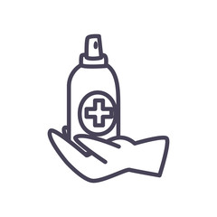 Antibacterial bottle line style icon vector design