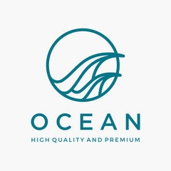 ocean sea pacific wave logo design inspiration vector icon illustration custom logo design vector