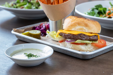 burger and fries