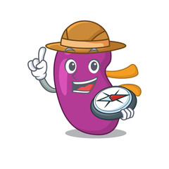 mascot design concept of kidney explorer using a compass in the forest