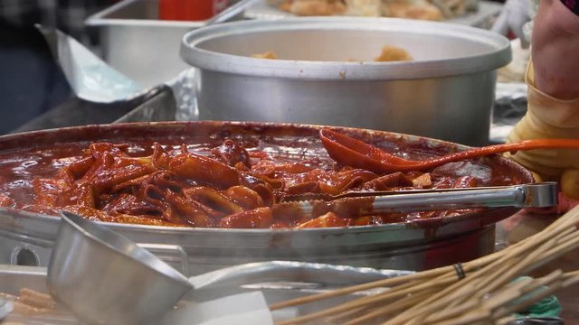 Tteokbokki, Korean stir fried rice cake, Busan, South Korea
